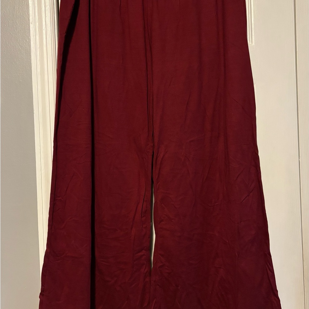 Avenue Burgundy Wide Leg Pants